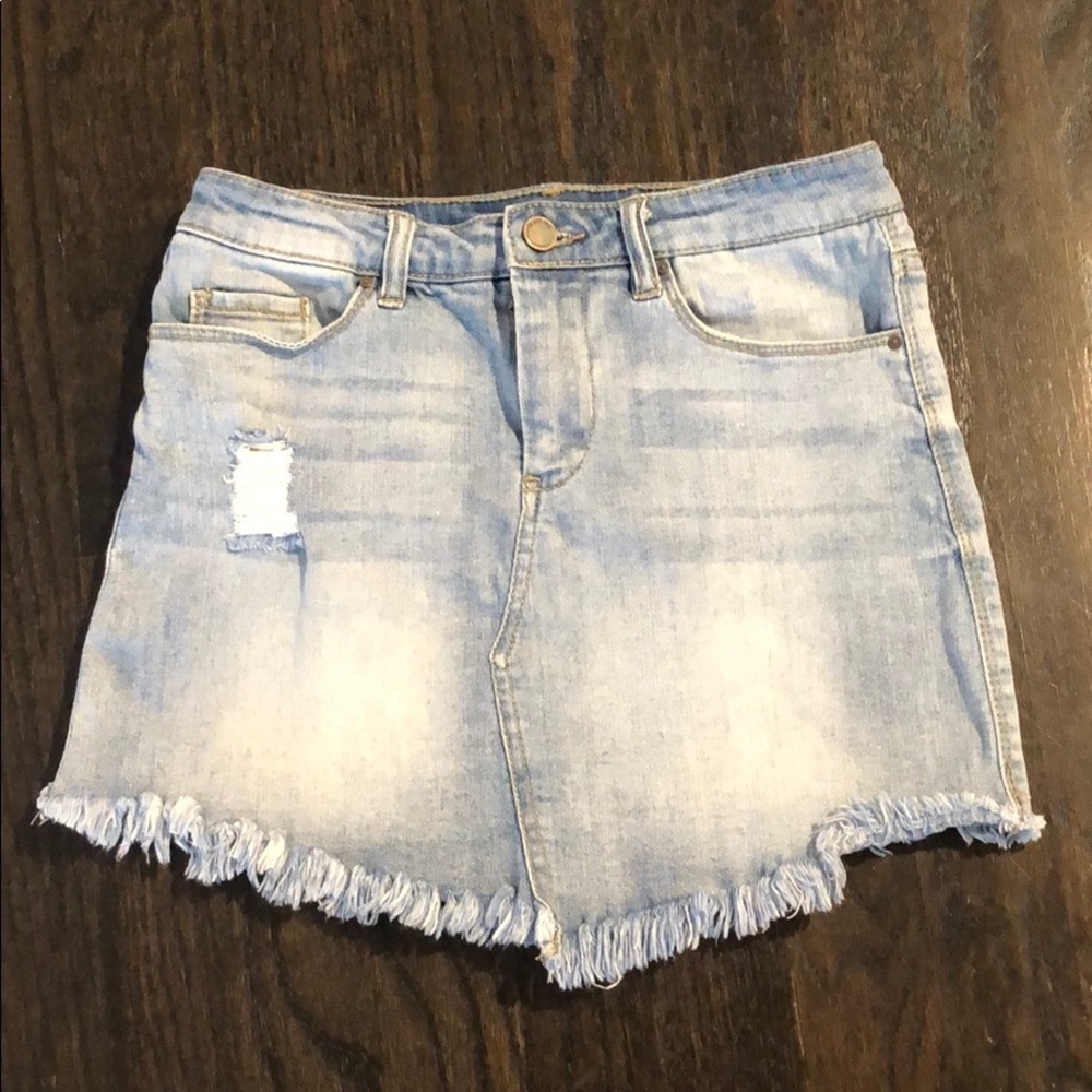 Frayed Denim Jean Skirt